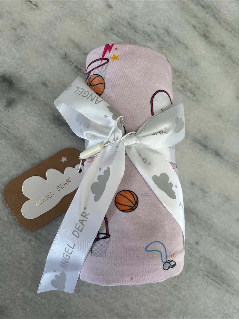 Angel Dear Pink Basketball Print Swaddle